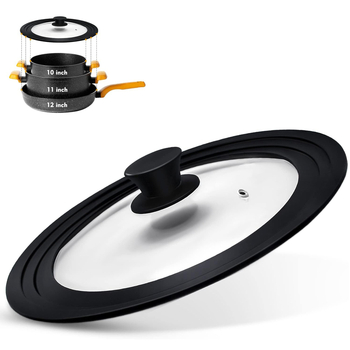 Gamintojo didmeninė prekyba karščiui atsparia daugiafunkcine 32 cm sprogimui atsparia grūdinto stiklo silikonine puodo dangčiu, buitine garintuvo keptuve