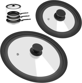 Gamintojo didmeninė prekyba karščiui atsparia daugiafunkcine 32 cm sprogimui atsparia grūdinto stiklo silikonine puodo dangčiu, buitine garintuvo keptuve