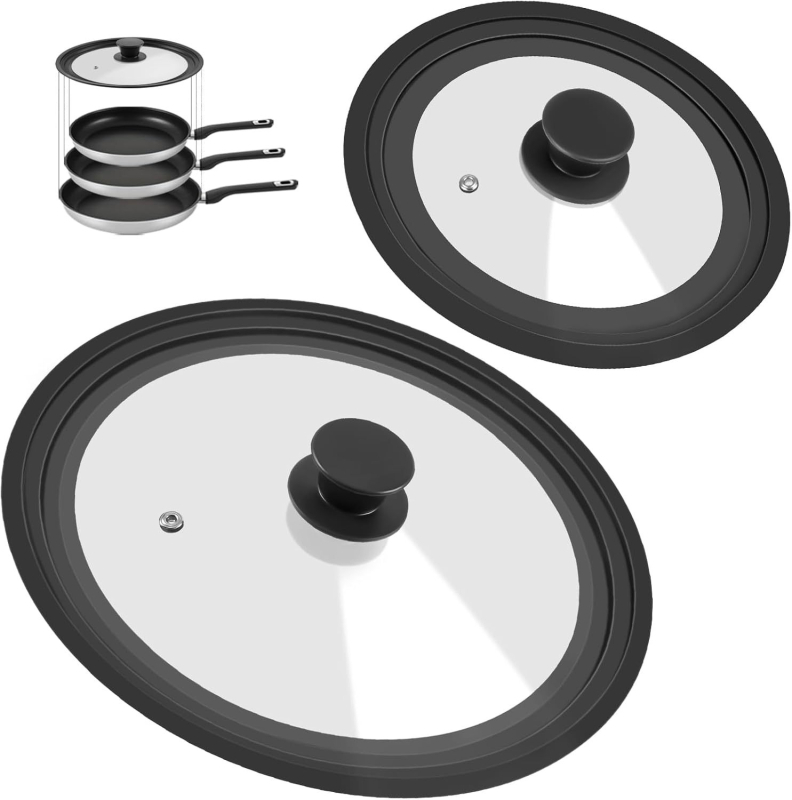 Gamintojo didmeninė prekyba karščiui atsparia daugiafunkcine 32 cm sprogimui atsparia grūdinto stiklo silikonine puodo dangčiu, buitine garintuvo keptuve