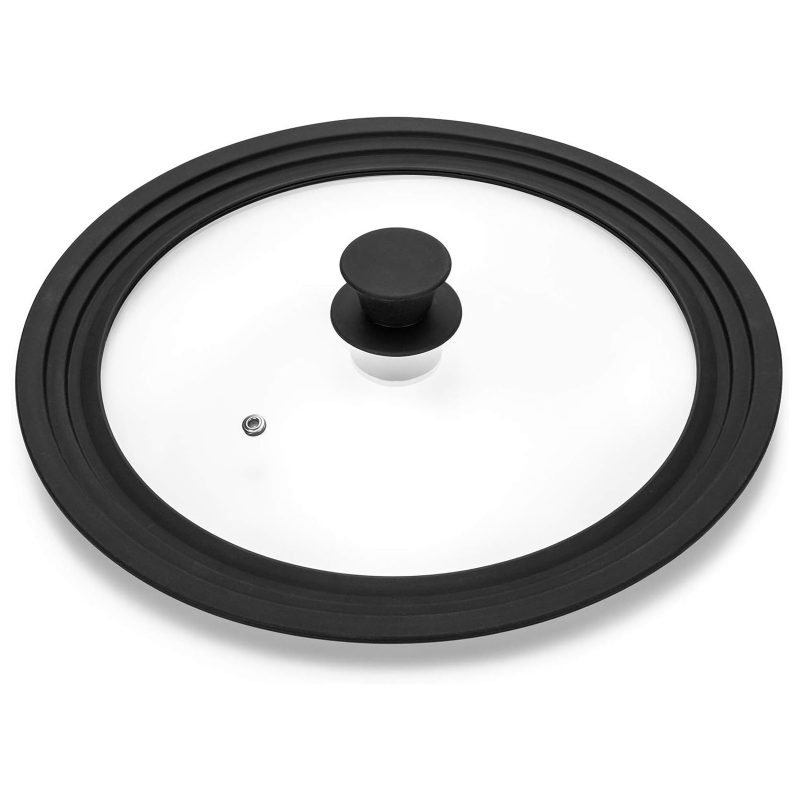 Gamintojo didmeninė prekyba karščiui atsparia daugiafunkcine 32 cm sprogimui atsparia grūdinto stiklo silikonine puodo dangčiu, buitine garintuvo keptuve