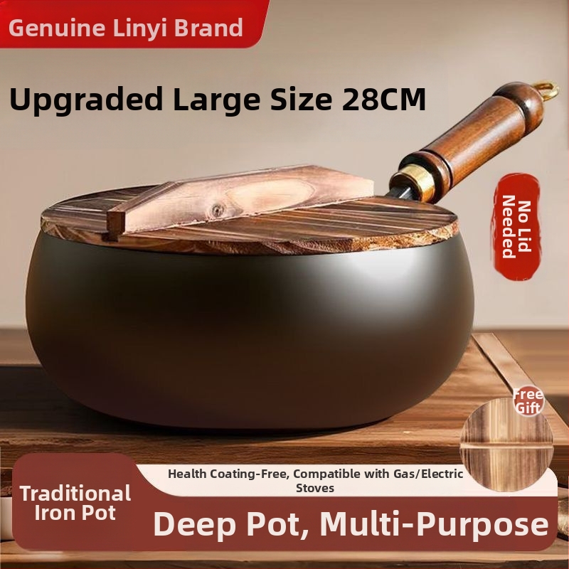 Autentne Zhangqiu traditsiooniline käsitööna valminud suur kõhutäis rauast vokkpann mittenakkuva kattega, käsitööna valminud praepann, piimapott, keedupott