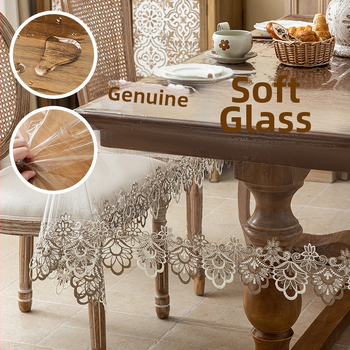 Μαλακό γυάλινο ελαφρύ πολυτελές τραπεζομάντιλο υψηλής ποιότητας, χαλάκι τραπεζιού σαλονιού, Atmosphere Lace, διαφανές τραπεζομάντιλο από δαντέλα, αδιάβροχο και ανθεκτικό στο λάδι, χωρίς πλύσιμο