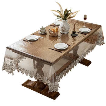 Μαλακό γυάλινο ελαφρύ πολυτελές τραπεζομάντιλο υψηλής ποιότητας, χαλάκι τραπεζιού σαλονιού, Atmosphere Lace, διαφανές τραπεζομάντιλο από δαντέλα, αδιάβροχο και ανθεκτικό στο λάδι, χωρίς πλύσιμο