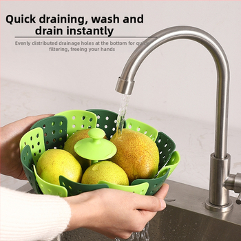 Daudzfunkcionāls saliekams Lotus tvaikoņa tvaikonis teleskopisks plastmasas augļu bļodas saliekams grozs augļu groza filtrs ūdens notekas bļoda