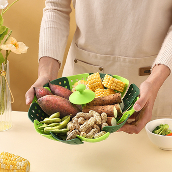 Daudzfunkcionāls saliekams Lotus tvaikoņa tvaikonis teleskopisks plastmasas augļu bļodas saliekams grozs augļu groza filtrs ūdens notekas bļoda