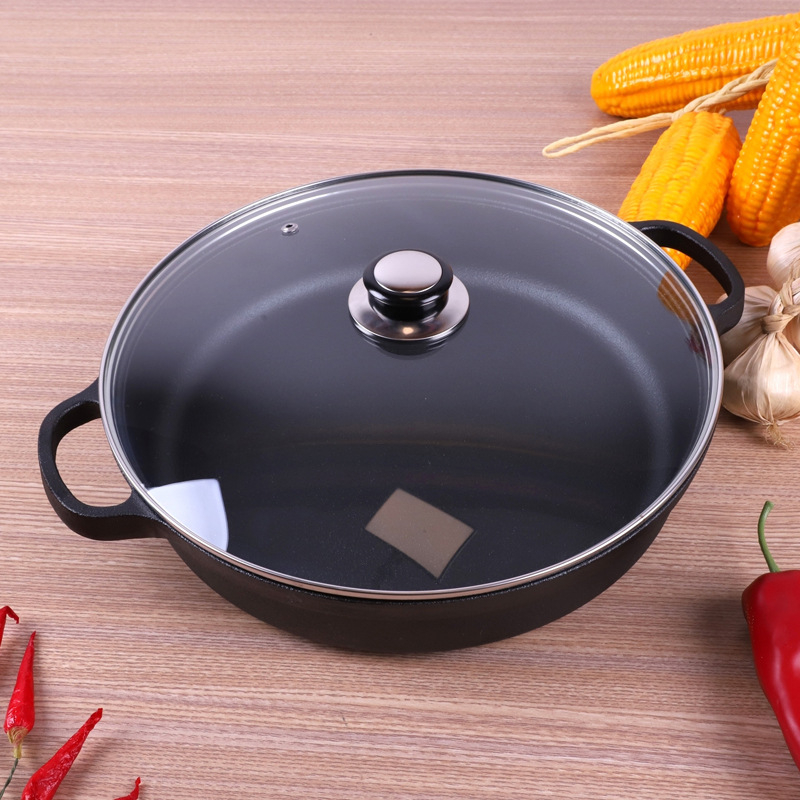 Ketaus keptuvė, sustorinta ketaus keptuvė, geležinė keptuvė, speciali dujinė viryklė indukcinei viryklei, tinkanti senamadiškoms buitinėms nepridegančioms keptuvėms