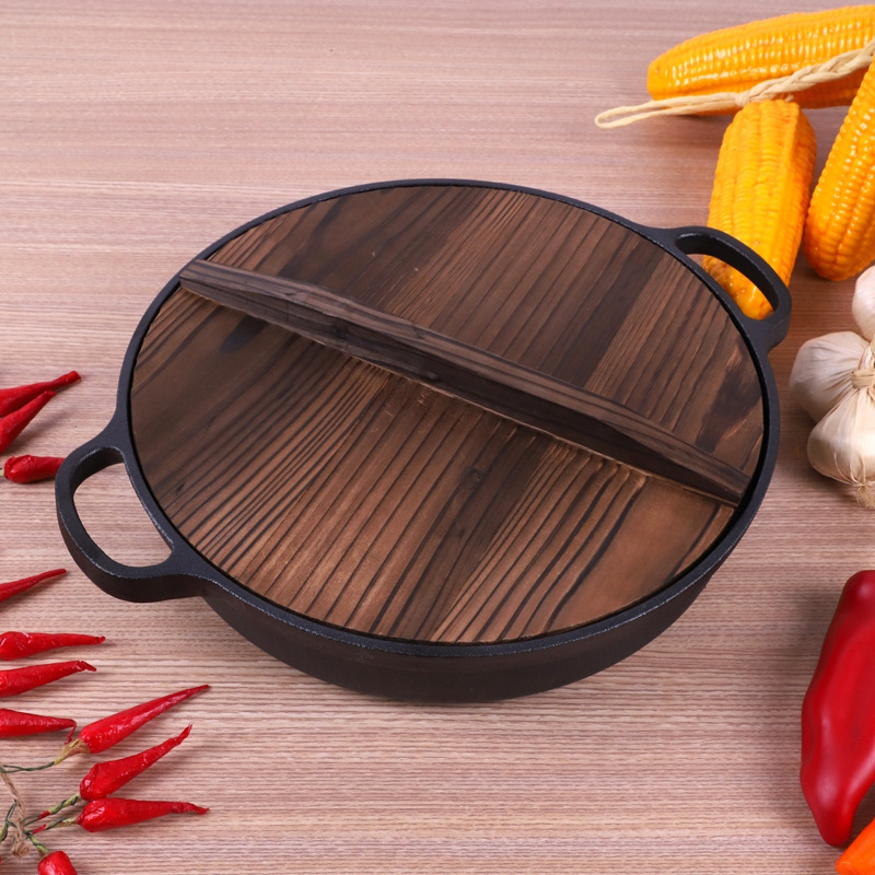 Ketaus keptuvė, sustorinta ketaus keptuvė, geležinė keptuvė, speciali dujinė viryklė indukcinei viryklei, tinkanti senamadiškoms buitinėms nepridegančioms keptuvėms