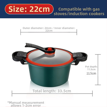 Κορεάτικη κατσαρόλα μικροπίεσης κενού, αντικολλητική, αντιεκρηκτική, οικιακή πολυλειτουργική κατσαρόλα για στιφάδο και σούπα, διπλή κατσαρόλα με πίεση για μαγείρεμα σε αυτί