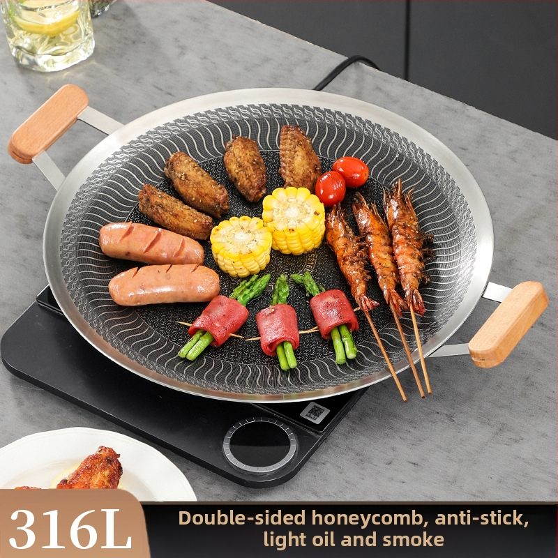 Grilovací tanier z nehrdzavejúcej ocele 316 s nepriľnavým povrchom, vonkajší kempingový sporák, elektrický keramický indukčný varič, špeciálna grilovacia panvica, prenosný gril