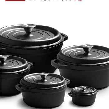 Határokon átnyúló Amazon öntöttvas edény Dupla fülű mélyítő európai stílusú kenyérfőző edény Bevonat nélküli öntöttvas pörköltfazék