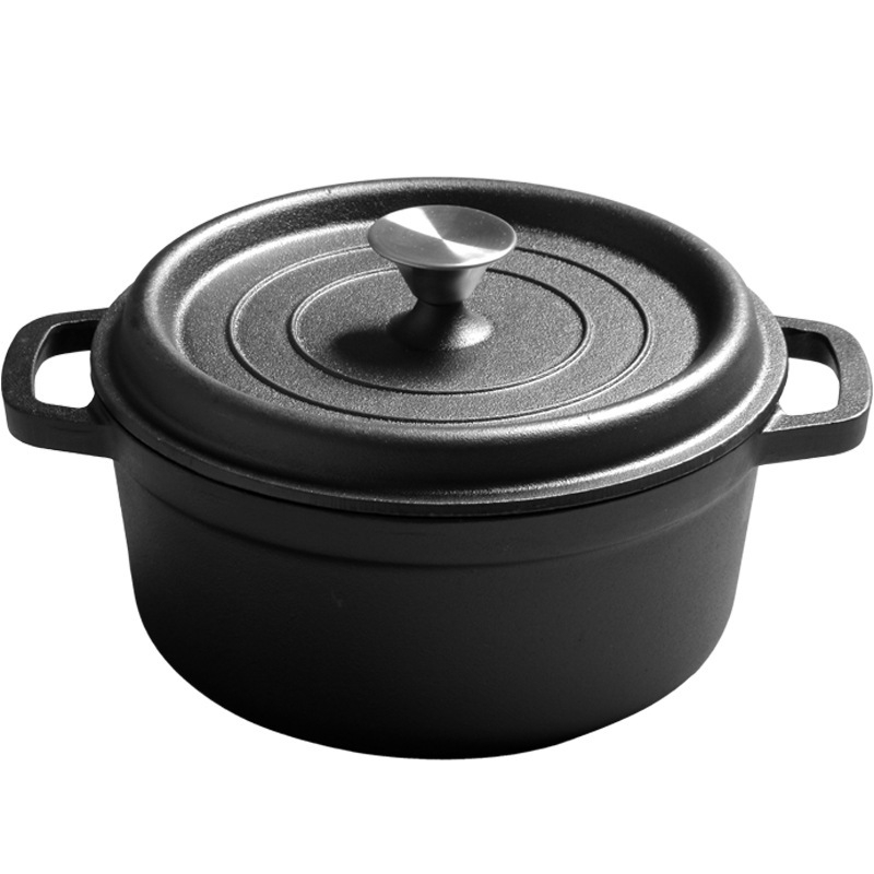 Határokon átnyúló Amazon öntöttvas edény Dupla fülű mélyítő európai stílusú kenyérfőző edény Bevonat nélküli öntöttvas pörköltfazék