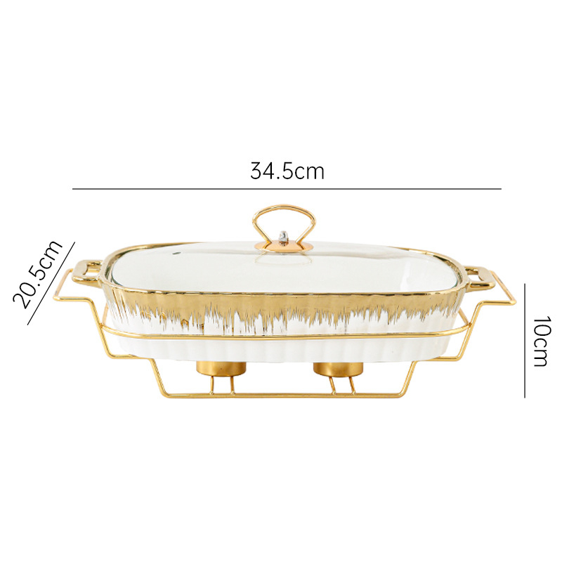 Pnompenio keraminis sriubos puodas su dviguba ausimi ir geležiniu rėmu, lengvas, prabangus keptos žuvies puodas, restoranas, viešbutis, šildymas, stačiakampis sausas puodas