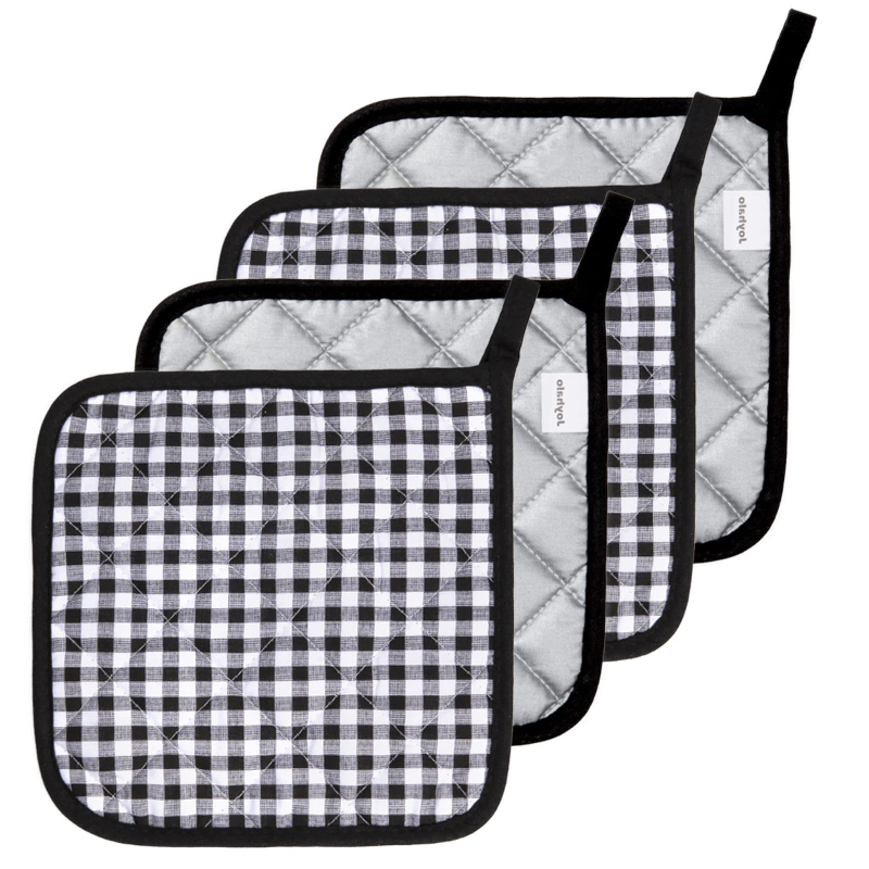 Amazon Plaid Изолационна подложка, устойчива на висока температура, ръкавици за микровълнова фурна, ръкавици за домашна кухня, ръкавици за печене на едро