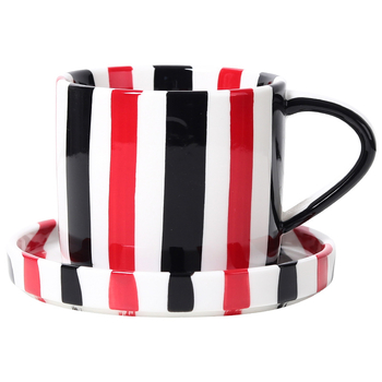 Loominguline triibuline kohvitass ja alustass majapidamises keraamiline tass pärastlõunatee kohvitass ja alustass lihtne kruus hommikusöögi piimatass