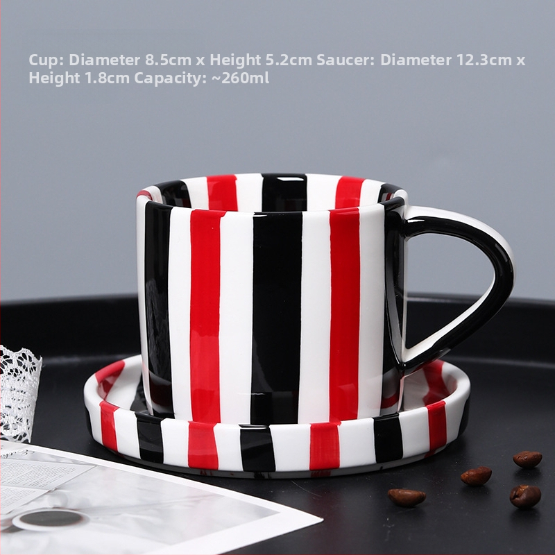 Loominguline triibuline kohvitass ja alustass majapidamises keraamiline tass pärastlõunatee kohvitass ja alustass lihtne kruus hommikusöögi piimatass