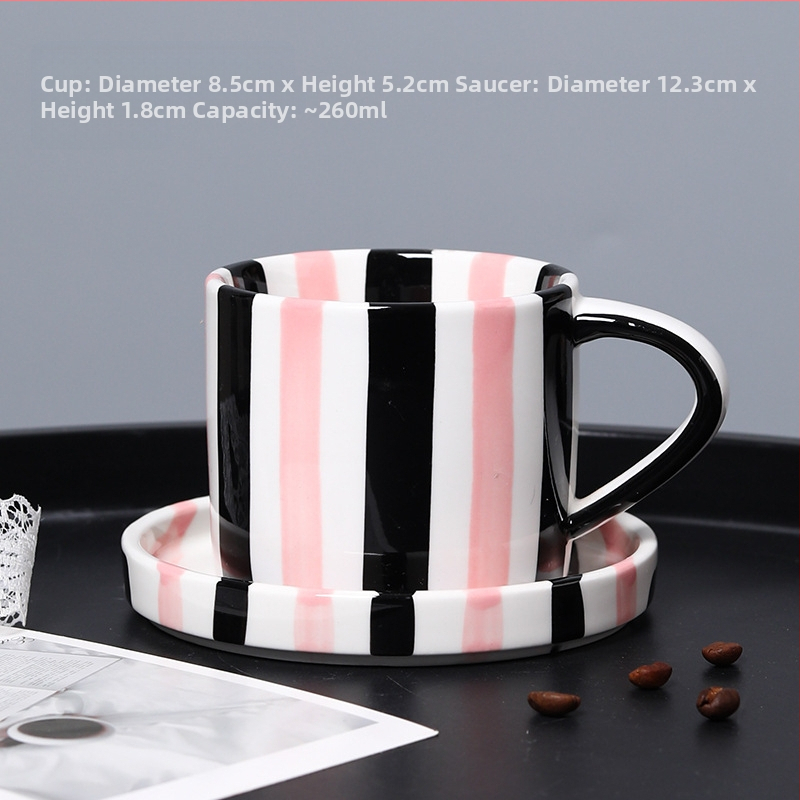 Loominguline triibuline kohvitass ja alustass majapidamises keraamiline tass pärastlõunatee kohvitass ja alustass lihtne kruus hommikusöögi piimatass