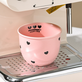 Mielas mini kavos puodelis, mažos talpos šaltas gėrimas, rožinis vandens puodelis mergaitėms, keraminis rankinis puodelis su dangteliu, mielas vėduoklė