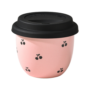 Mielas mini kavos puodelis, mažos talpos šaltas gėrimas, rožinis vandens puodelis mergaitėms, keraminis rankinis puodelis su dangteliu, mielas vėduoklė