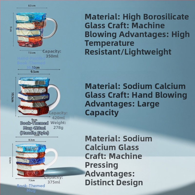 Трансгранична нова горещо продавана домакинска новост чаша за кафе от високо боросиликатно стъкло, ръчно рисувана подредена чаша за книги