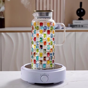 Šalto vandens butelis stiklinis, atsparus aukštai temperatūrai, didelės spalvos pakuotė šalto balto atviro vandens didelės talpos arbatos butelis šaldytuve buitinis vanduo puodelis