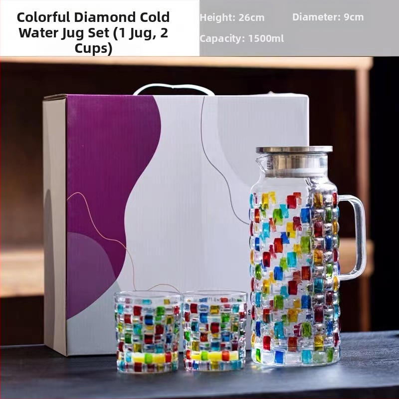 Šalto vandens butelis stiklinis, atsparus aukštai temperatūrai, didelės spalvos pakuotė šalto balto atviro vandens didelės talpos arbatos butelis šaldytuve buitinis vanduo puodelis