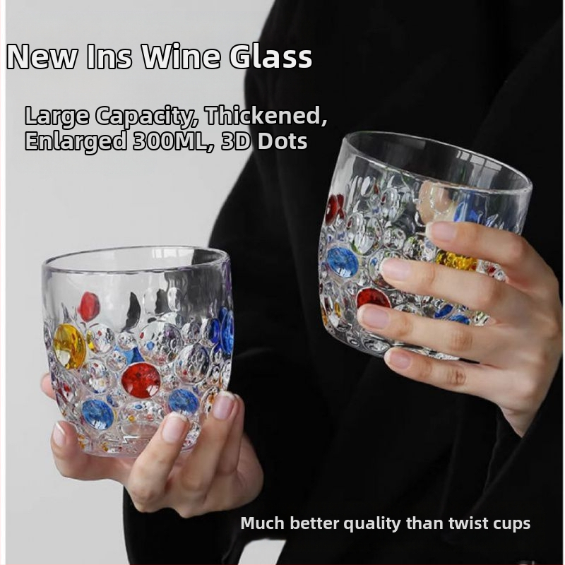 Nauja spalvota taškuota taurė, aukštos kokybės viskio taurė, užsienio vyno taurė, aukštos kokybės alaus taurė, vandens taurė, devynios