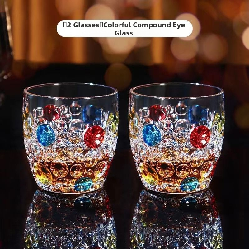 Nauja spalvota taškuota taurė, aukštos kokybės viskio taurė, užsienio vyno taurė, aukštos kokybės alaus taurė, vandens taurė, devynios