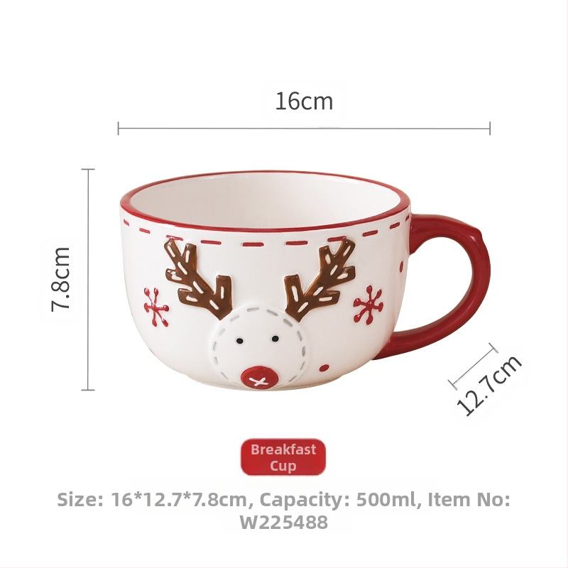 Põhjamaade jõuluvana keraamiline tass, kontori majapidamisveekruus, kruus, lauanõud, reljeefne hommikusöögikruus, kõrge supikruus