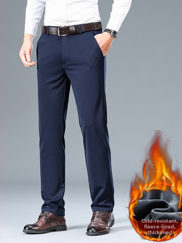 Férfi egyenes szabású, testhezálló western nadrág, őszi-téli, apás, polár bélésű, vastagított férfi nadrág, rugalmas, üzleti, lezser nadrág, nadrág