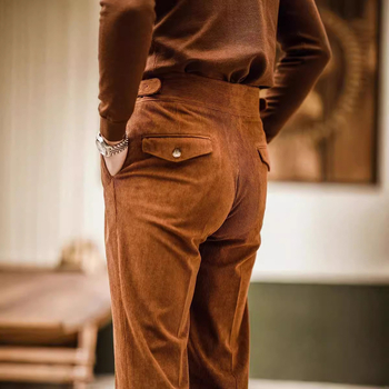 Ανδρικό παντελόνι κοτλέ Western με φαρδιά γραμμή, φθινοπωρινό και χειμωνιάτικο σχέδιο, άνετο, casual παντελόνι, ψηλόμεσο, ίσιο παντελόνι Naples