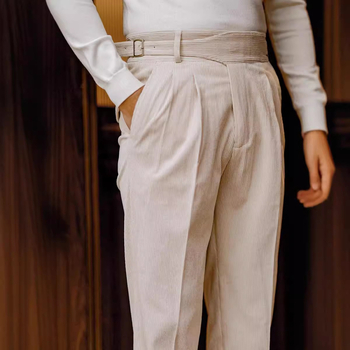 Ανδρικό παντελόνι κοτλέ Western με φαρδιά γραμμή, φθινοπωρινό και χειμωνιάτικο σχέδιο, άνετο, casual παντελόνι, ψηλόμεσο, ίσιο παντελόνι Naples