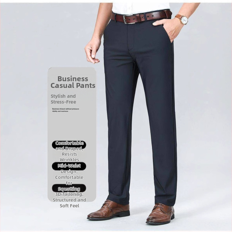Pánske letné tenké slim-fit strečové formálne ležérne nohavice biznis rúško bez vrások plus size pánske rovné nohavice