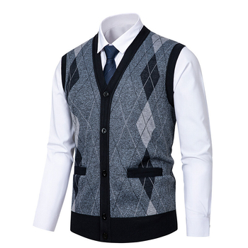 Vīriešu ziemas silta, pieguļoša trikotāžas veste, jauns, pāri robežai paredzēts kardigans, džemperis, veste, jaka