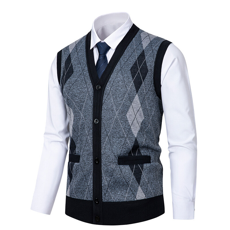 Vīriešu ziemas silta, pieguļoša trikotāžas veste, jauns, pāri robežai paredzēts kardigans, džemperis, veste, jaka