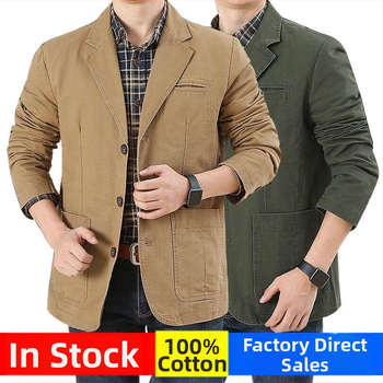 Piiriülese väliskaubanduse vabaaja ülikond meeste puuvillane jakk paks ülikond meeste keskealiste lahtiste suurte suuruste kevad- ja sügisülikondade klambritega