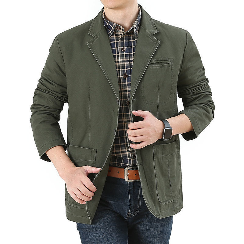 Piiriülese väliskaubanduse vabaaja ülikond meeste puuvillane jakk paks ülikond meeste keskealiste lahtiste suurte suuruste kevad- ja sügisülikondade klambritega