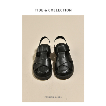 Sandale romane țesute Baotou pentru femei, îmbrăcăminte de vară exterioară 2024, stil nou de zână, cu fund plat, pantofi fierbinți cu colivie de porc, potriviți