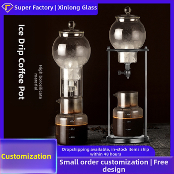 ♔ Ledo lašinimo kavos virimo aparatas su filtru Šaltos kavos virimo aparatų rinkinys Rankomis plikyta ledinė kava, indai, stiklinė ledo lašinimo