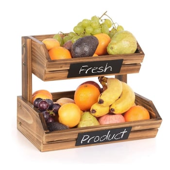 Raft de depozitare multistrat din lemn, masă de desert, suport de afișare pentru tort, suport de depozitare pentru fructe din lemn dublu strat