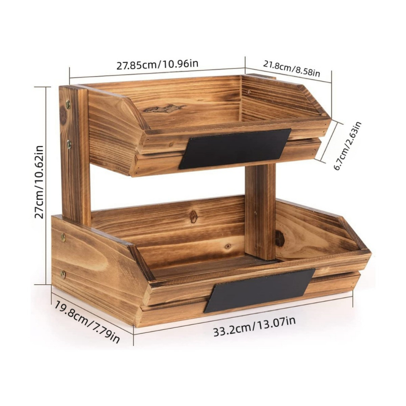 Raft de depozitare multistrat din lemn, masă de desert, suport de afișare pentru tort, suport de depozitare pentru fructe din lemn dublu strat