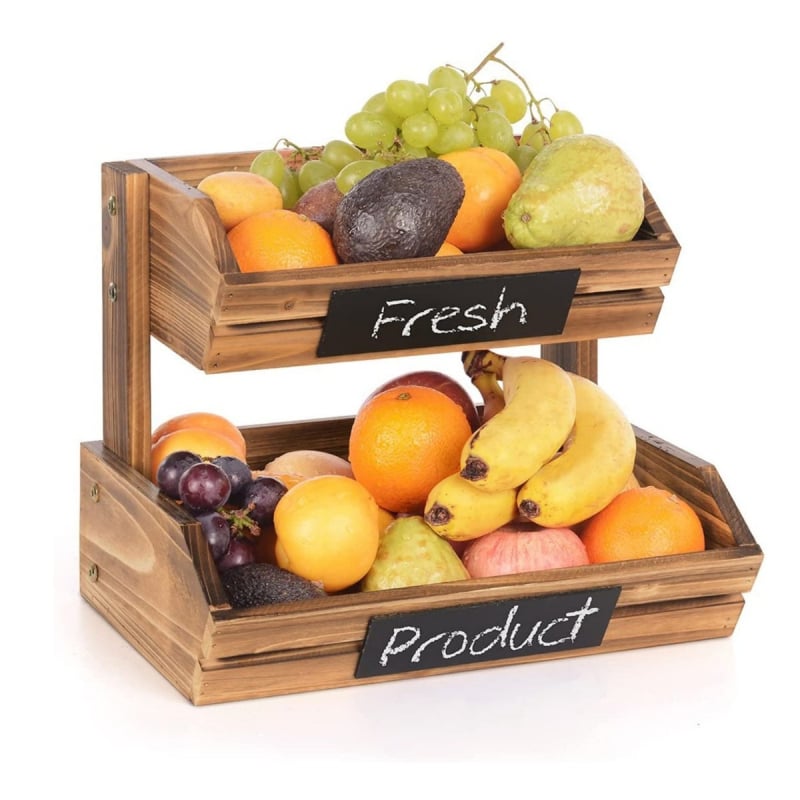 Raft de depozitare multistrat din lemn, masă de desert, suport de afișare pentru tort, suport de depozitare pentru fructe din lemn dublu strat