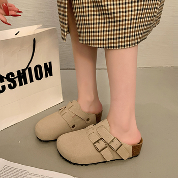 Ρετρό μπλε παπούτσια Birkenstock με χοντρή σόλα για γυναίκες, καλοκαίρι 2025, νέες ευέλικτες παντόφλες με ντοπαμίνη και slip-on στα δάχτυλα.