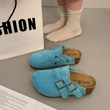 Ρετρό μπλε παπούτσια Birkenstock με χοντρή σόλα για γυναίκες, καλοκαίρι 2025, νέες ευέλικτες παντόφλες με ντοπαμίνη και slip-on στα δάχτυλα.