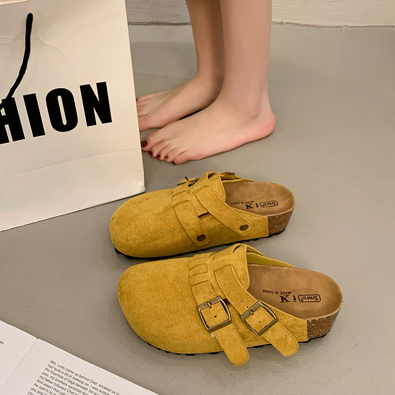 Pantofi Birkenstock retro albaștri cu talpă groasă, pentru femei, vara 2025, papuci versatile Dopamine, cu vârf, fără slip-on, model vară 2025