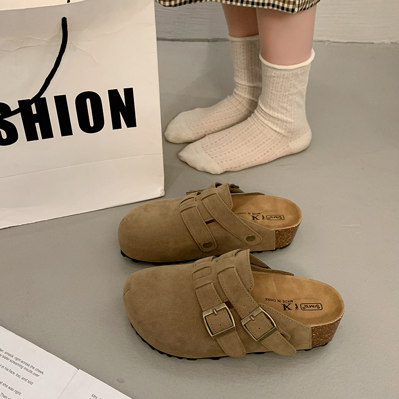 Pantofi Birkenstock retro albaștri cu talpă groasă, pentru femei, vara 2025, papuci versatile Dopamine, cu vârf, fără slip-on, model vară 2025