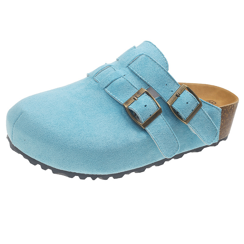 Pantofi Birkenstock retro albaștri cu talpă groasă, pentru femei, vara 2025, papuci versatile Dopamine, cu vârf, fără slip-on, model vară 2025