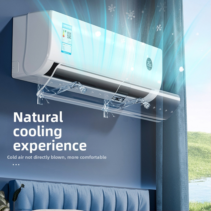 Caurspīdīgs gaisa kondicioniera vēja deflektors bez uzstādīšanas, ievelkams, pie sienas stiprināms gaisa kondicioniera vēja aizsargs pret tiešu gaisa izplūšanu, vēja deflektors