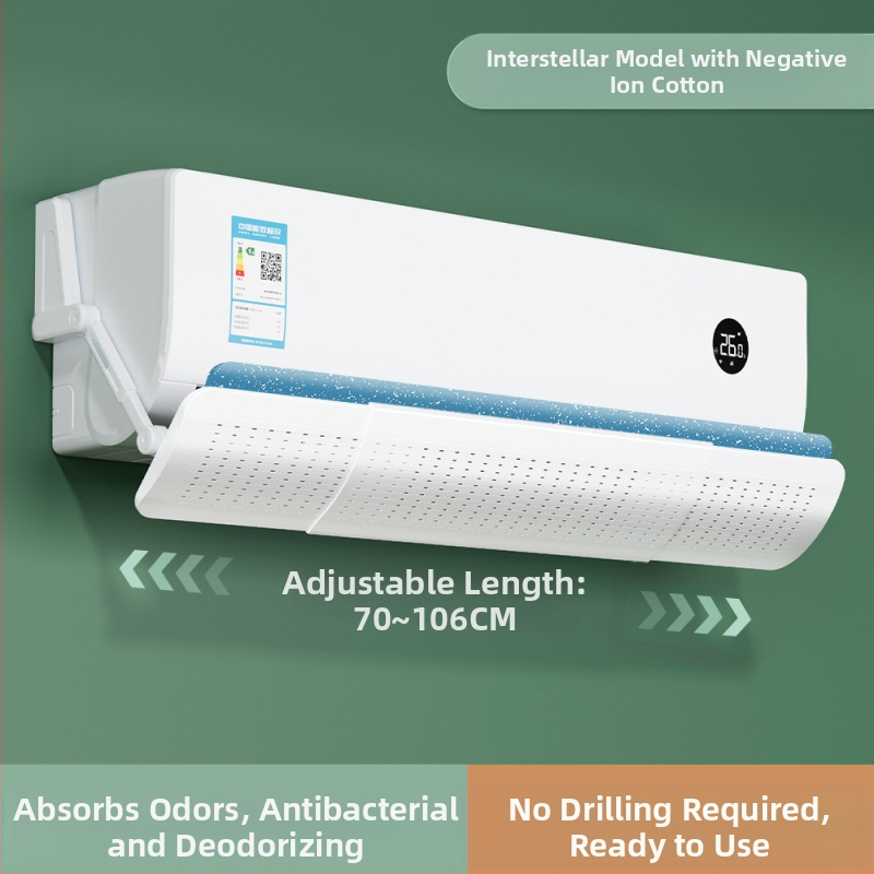 Permatomas oro kondicionieriaus vėjo deflektorius be montavimo, ištraukiamas, prie sienos montuojamas oro kondicionieriaus vėjo skydas nuo tiesioginio oro pūtimo, vėjo deflektorius