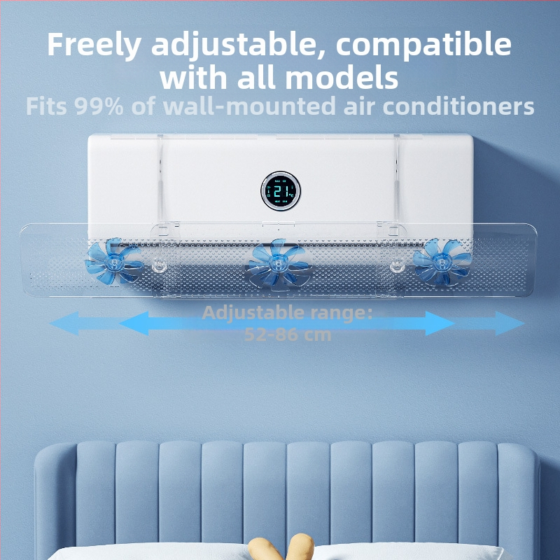 Предно стъкло за климатик без пробиване, окачващ дефлектор против директен издухване, домакински стенен климатик, преграда за изход на въздух за климатик на едро