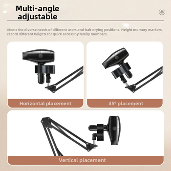 Plaukų džiovintuvo laikiklis, grindų tipo, pakeliamas, teleskopinis, pakabinamas stovas, nuimamas, laisvų rankų laikiklis